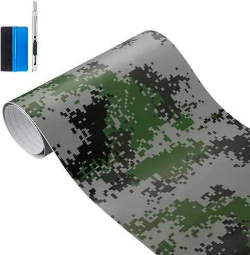 Miniatura 29 de LZLRUN Rollo de Película de Vinilo Adhesivo de Camuflaje para Automóvil Camuflaje Nieve Ártica Calcomanía Adhesiva para Consola de Automóvil