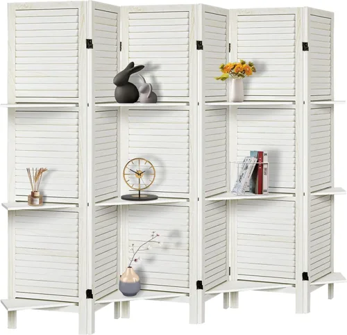 Miniatura 18 de Divisor de habitación con estantes, pantalla de privacidad, separadores de habitación y pantallas de privacidad plegables, separador de separación