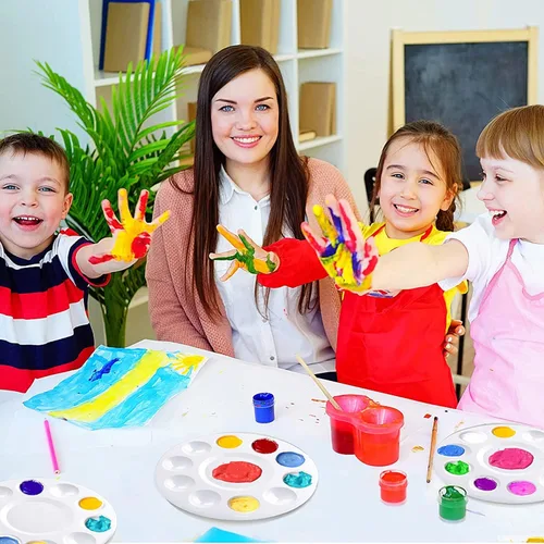 Miniatura 3 de Paletas de bandejas de pintura, paletas blancas de plástico para niños y estudiantes, bandeja de pintura para clase de arte, manualidades