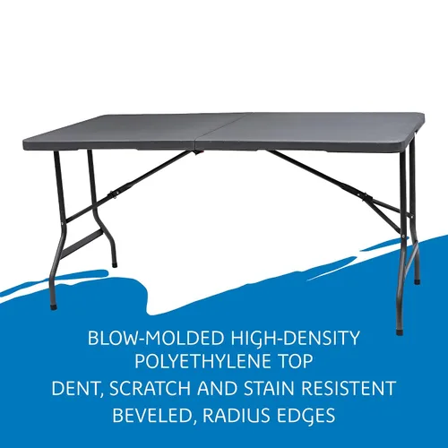 Miniatura 3 de Iceberg IndestrucTable Too - Mesa plegable biplegable, interior/exterior, grado comercial, carbón, 60 pulgadas de ancho x 30 pulgadas de profundidad