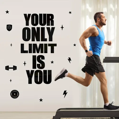 Miniatura 5 de Calcomanía acrílica para gimnasio, citas inspiradoras, azulejos de espejo para decoración de gimnasio en casa, arte motivacional "Your Only Limit is