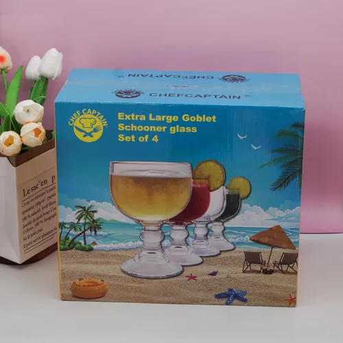 Miniatura 5 de Chefcaptain Margarita Glass Schooner - Juego de 4 copas extragrandes de 21.5 onzas, estilo de cristal sin plomo, coronaritas, margaritas, paquete