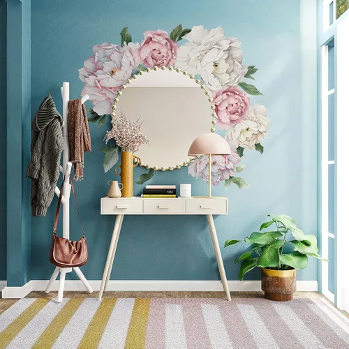 Miniatura 4 de Pegatina de pared de peonía grande con diseño de peonía, calcomanías de pared de flores para niños, acuarela, floral, removible, despegar y pegar