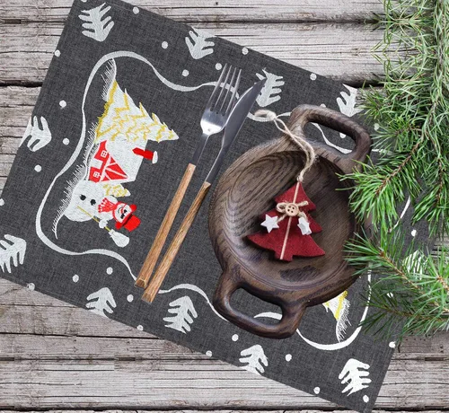 Miniatura 3 de Mantel de muñeco de nieve bordado para Navidad (90 x 17 pulgadas)