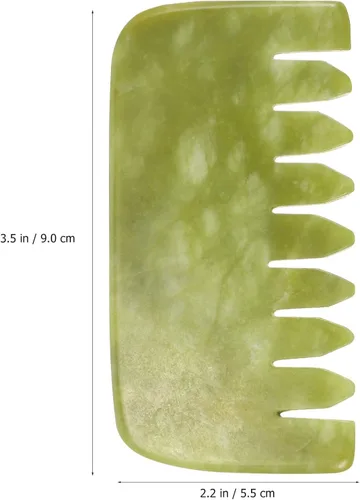 Miniatura 2 de Healifty Jade Gua Sha Peine para masaje del cuero cabelludo y cuidado del cabello, herramienta de raspado de jade natural de 3.5 pulgadas para 4