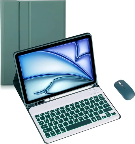 Miniatura 18 de Funda de teclado para tableta Samsung Galaxy Tab A8 X200/X205 de 10.5 pulgadas, cubierta protectora de teclado con soporte multiángulo, borde de Azul