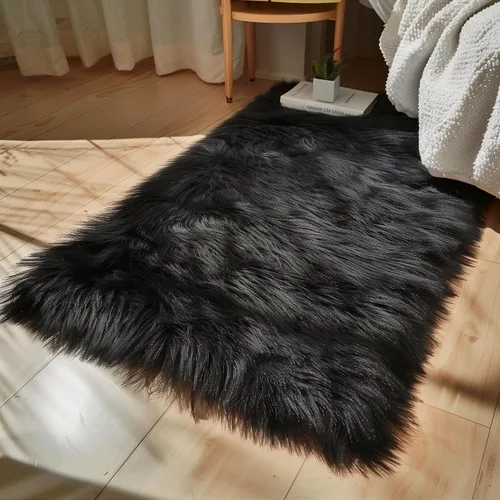 Miniatura 91 de Goolela Alfombra esponjosa de piel sintética de oveja sintética de 4 x 6 pies, color gris, para dormitorio, mesita de noche, alfombra suave de felpa
