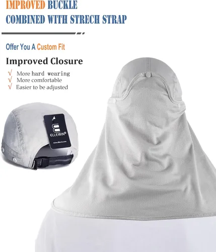 Miniatura 5 de Sombrero solar al aire libre para hombre y mujer, UPF 50+, sombrero de pesca UV con solapa para el cuello y cubierta facial para protección solar