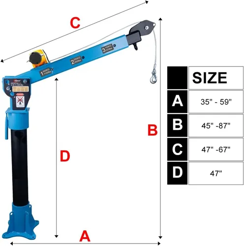 Miniatura 6 de Pismire 0.5T Nueva grúa plegable montada en camión de cama Diseño de extracción rápida Elevador de elevación con cabrestante eléctrico 3500 lb 12V