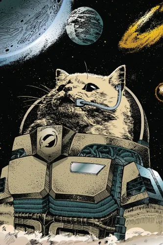 Miniatura 2 de Póster laminado de gato astronauta explorando el espacio exterior, divertidos pósteres de pared de gatito para pared, póster motivacional de gato