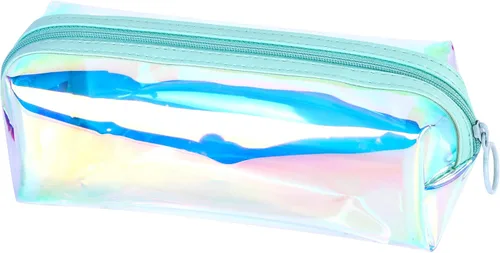 EzPacking - Bolsa de maquillaje transparente holográfica/lindo organizador de cosméticos iridiscente/soporte para lápices de mujer brillante para la
