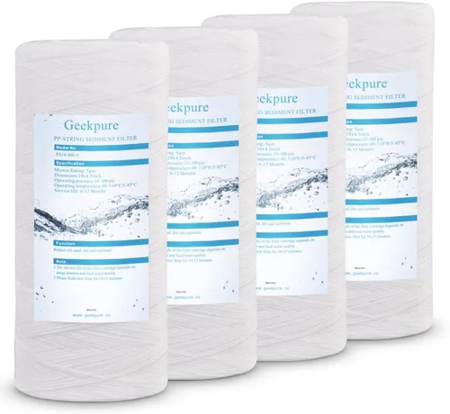 Geekpure Cartucho de filtro de repuesto de sedimentos PP para heridas de cuerda de 10 pulgadas para filtración de agua en toda la casa, 4.5 x 10