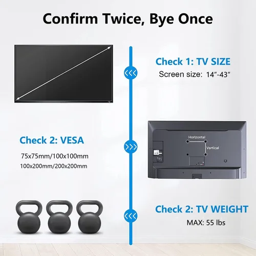 Miniatura 4 de Soportes de pared para TV de perfil bajo fijos para LED de 14 a 43 pulgadas, televisores LCD de pantalla plana de hasta 55 libras, soporte universal