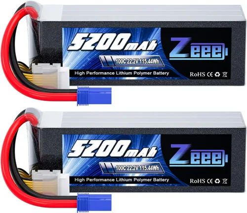 Zeee 6S 5200mAh Lipo Batería 22.2V 100C con conector EC5 Soft Pack Batería RC para RC Car Truck Avión Helicóptero Quadcopter Barco (paquete de 2)