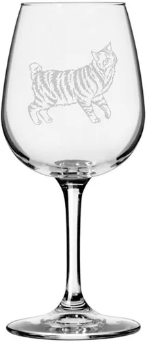 Miniatura 146 de Copa de vino de 12.75 onzas con temática de gato abisinio grabada para todo uso