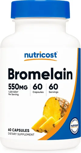 Nutricost Cápsulas de bromelina (60 cápsulas) – 550 mg por porción, veganas, sin OMG, cumplen con GMP