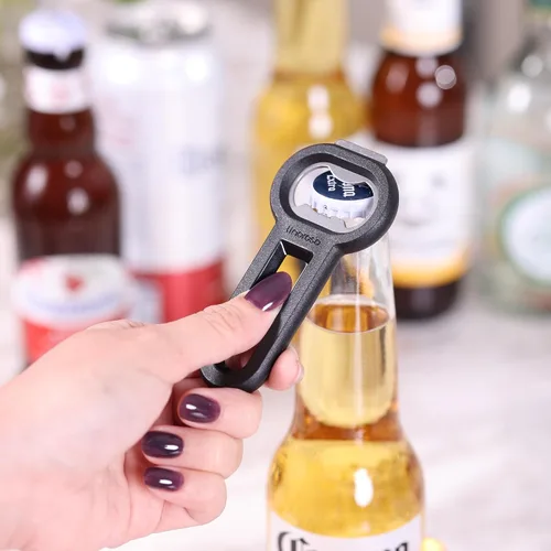 Miniatura 8 de Linoroso Abrebotellas magnético para refrigerador, abridor de botellas de cerveza y abrelatas de soda con captador de tapas, abridor de cerveza negro