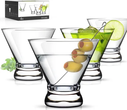 LUNA & MANTHA - Juego de 4 vasos de Martini sin tallo, vasos de cóctel de Martini para Margarita, Manhattan, Cosmopolitan, bar en casa, fiestas