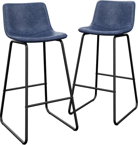Miniatura 41 de Bar Stools Set of 2, 26 Inches Counter Height Bar Stools with Back, Modern Faux Leather Barstools with Metal Legs and Footrest, Bar Chairs for