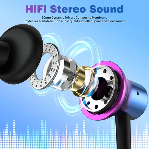 Miniatura 3 de COOYA Auriculares USB C para iPhone 17 Pro Max 16 15 Plus iPad Air Pixel 10 9 8 Tipo C Auriculares con cable con aislamiento de ruido magnético