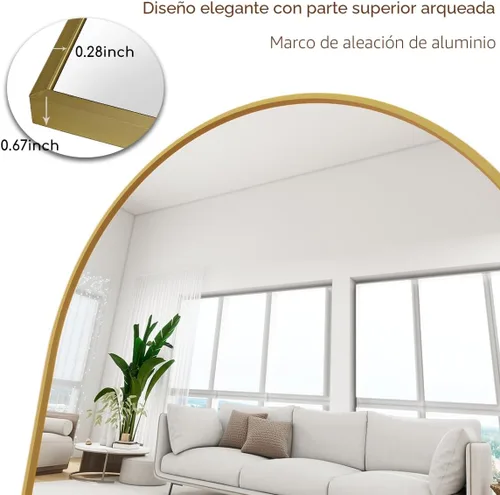 Miniatura 7 de Prywot Espejo arqueado de cuerpo completo, 70"x26" Espejo de pie independiente, Espejos modernos de cuerpo completo con soporte, Espejos de pared