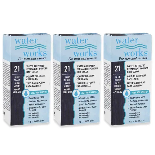 Miniatura 7 de Water Works Tinte en polvo, negro, tinte permanente para el retoque de raíces y cobertura completa, hombres y mujeres, paquete de 3