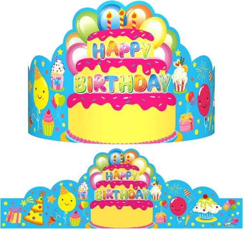 Miniatura 8 de Paquete de 36 coronas de cumpleaños para niños, sombreros de fiesta de papel coloridos para estudiantes, aula, escuela, suministros de fiesta VBS