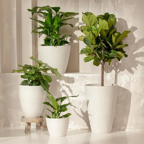 Miniatura 6 de LA JOLIE MUSE Macetas colgantes de 10 pulgadas para plantas de interior, macetas de jardín al aire libre, color blanco, panal de abeja, juego de 2