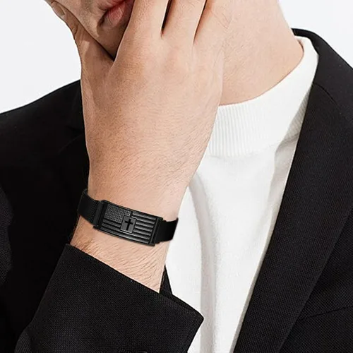 Miniatura 2 de DuoDiner Regalos de primera comunión, pulsera de cruz para niños y hombres, bandera estadounidense, versículo bíblico cristiano, regalos de joyería