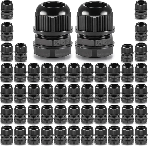 Miniatura 14 de QILIPSU Prensaestopas de nailon NPT de 1/2, impermeable, IP68 ajustable, para cable de 0.236-0.472 in de diámetro (1/2 NPT, 12 unidades)