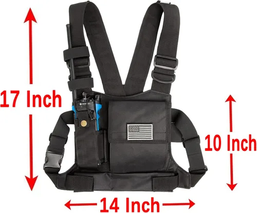 Miniatura 5 de LUITON Arnés de radio con tiras reflectantes, funda de hombro para chaleco de radio, soporte de chaleco de radio bidireccional, Walkie Talkie