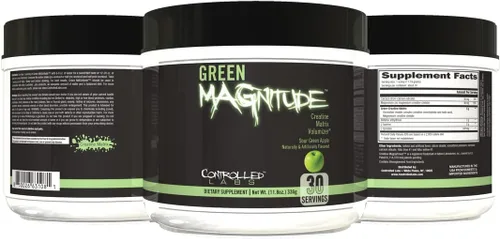 CONTROLLED LABS Suplemento de magnitud verde, polvo de fórmula de creatina sinérgica, promueve la fuerza, la resistencia y el rendimiento, (manzana