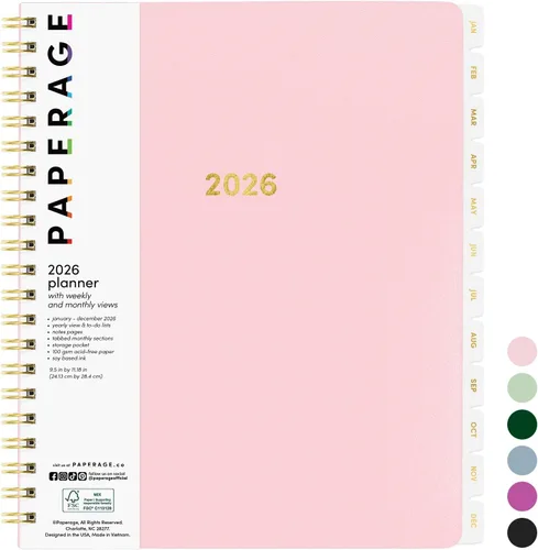 Miniatura 13 de PAPERAGE Agenda semanal y mensual 2026, 12 meses (enero de 2026 a diciembre de 2026), 5.6 x 8 pulgadas, agenda 2026 de tapa dura con hojas semanales