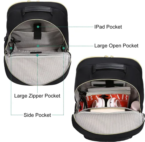 Miniatura 3 de LOVEVOOK Mochila de Viaje para Laptop Bolso para Mujeres Trabajo Negocios Bolsas de Computadora, Un negro, Mochilas de viaje