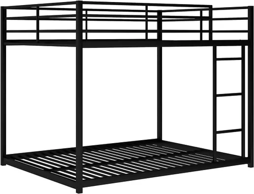 Miniatura 4 de Litera de tamaño matrimonial sobre tamaño matrimonial con escalera, litera de metal de tamaño matrimonial con barandilla de seguridad para niños