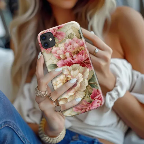 Miniatura 7 de bemal Funda para iPhone 12 Mini, estética, vintage, floreciente, peonía, concha, femenina, compatible con MagSafe, moderna, única, moderna, moderna