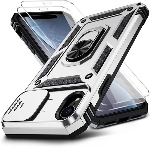 Miniatura 8 de Funda para iPhone XR, Funda para Teléfono iPhone XR con 2X Protectores de Pantalla HD + Cubierta Deslizante para Cámara, [Grado Militar] Funda