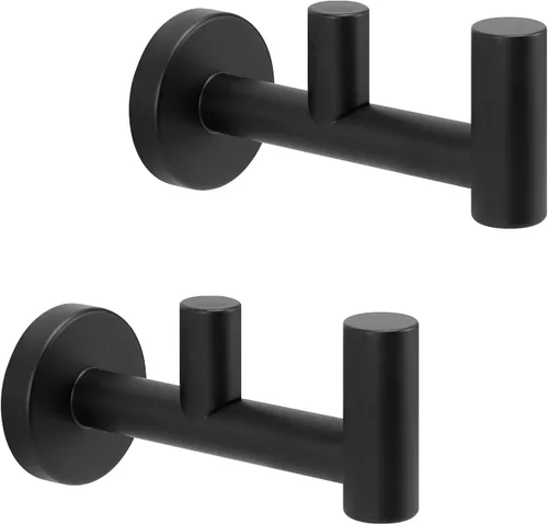 Miniatura 12 de NearMoon Gancho doble para toallas de baño, soporte para batas y toallas de acero inoxidable SUS304, gancho doble resistente para abrigos para baño