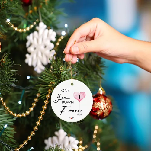 Miniatura 3 de Adorno de 1 año, primer aniversario, regalo para parejas, regalo de aniversario de boda de 1 año, regalos de cerámica de 2.9 pulgadas para adornos