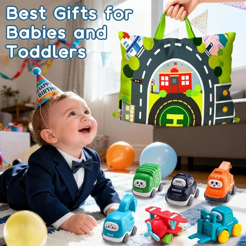 Miniatura 5 de Juguete grande de camión de dibujos animados para niños de 1 año con tapete de juego/bolsa de almacenamiento, juguetes para bebés y niños pequeños