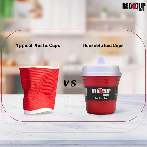 Miniatura 8 de Red Cup Living Vaso entrenador para bebé, 8 onzas, sin BPA, a prueba de derrames, no tóxico, apto para lavavajillas, tapa a prueba de fugas, fácil