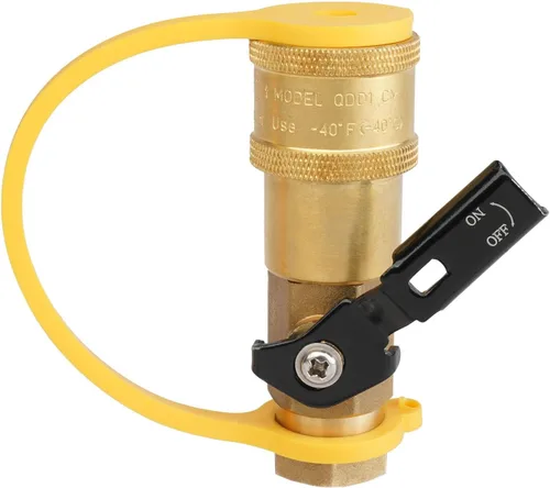 Miniatura 2 de South Bend Components Válvula de cierre de propano RV de 1/4 pulg. de conexión rápida hembra para propano/gas natural/aire, 100% latón sólido