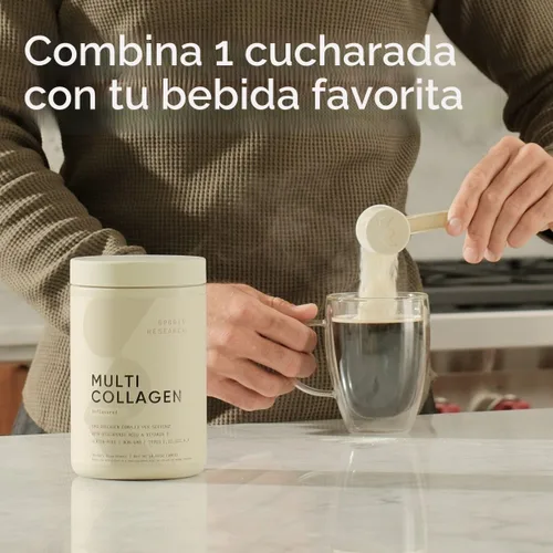 Miniatura 3 de Sports Research® Polvo de proteína de colágeno múltiple - Péptidos de colágeno de fuente alimentaria (Tipo I, II, III, V, X) con ácido hialurónico +
