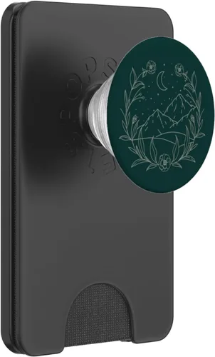 Miniatura 7 de Boho Mountain Moon Night Botánico Floral (verde bosque) PopSockets PopGrip estándar
