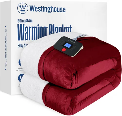 Miniatura 30 de Manta eléctrica con calefacción Westinghouse, manta eléctrica con 6 niveles de calefacción y configuración de tiempo de 2-10 horas, manta eléctrica