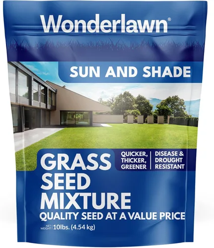 Barenbrug Wonderlawn Sun and Shade - Mezcla de semillas de césped para cuidado del césped y paisajismo, bolsa de 10 libras