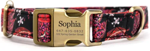 Miniatura 21 de Collar de perro personalizado con nombre y número de teléfono grabado, collar ajustable personalizado para cachorros, collar de algodón orgánico