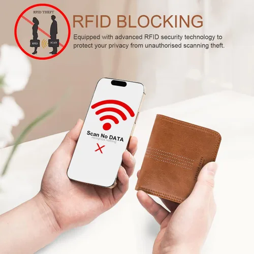 Miniatura 7 de APHISON Billetera para mujer, delgada y pequeña, cartera RFID para mujer, 01A125marrón2, Compacto