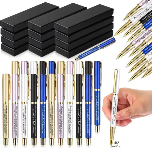 Miniatura 10 de PerKoop Juego de 30 Bolígrafos de Agradecimiento para Apreciación de Empleados con Citas Inspiradoras Grabadas con Caja para Acción de Gracias
