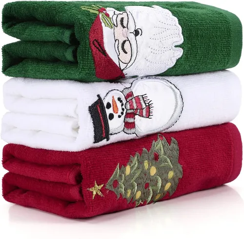 Toallas de mano de Navidad de gran tamaño 25x18 algodón, alta absorción, toallas decorativas navideñas para lavar platos, toallas para lavar la